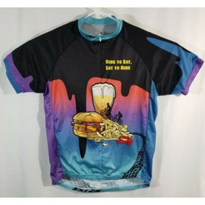 Performance Cycling Jersey, Mens XL, Ride to Eat, Eat to Ride, Beers and Burgers